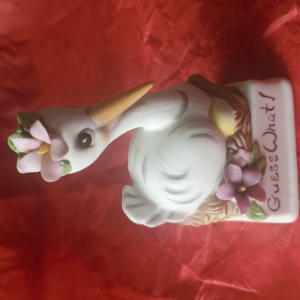 Vintage  Wilton 1972 Cake Topper Stork on Nest " Guess What "
